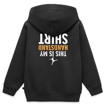 Handstand| Upside Down| Cool| Balance| Reverse - Kinder Premium Organic Zip Hoodie - Schwarz - Hinten - AI Model Kid Male (0cm)