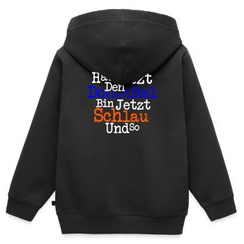 Hab jetzt den Doktortitel - Kinder Premium Organic Zip Hoodie - Schwarz - Hinten - AI Model Kid Male (0cm)