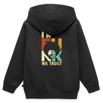 In Funk we trust - Kinder Premium Organic Zip Hoodie - Schwarz - Hinten - AI Model Kid Male (0cm)