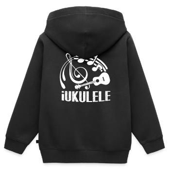 Ukulele Lustige Ukulele - Kinder Premium Organic Zip Hoodie - Schwarz - Hinten - AI Model Kid Male (0cm)