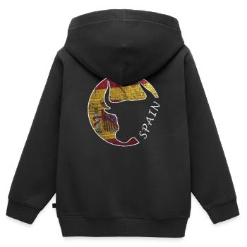 Espagne, pavillon, Espagnol, Espagnol - Sweat Premium à capuche zippé enfant bio - noir - Dos - AI Model Kid Male (0cm)