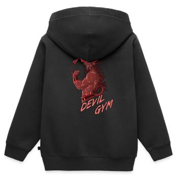 Devil Gym Der Teufel trainiert in einem Gym Design - Kinder Premium Organic Zip Hoodie - Schwarz - Hinten - AI Model Kid Male (0cm)