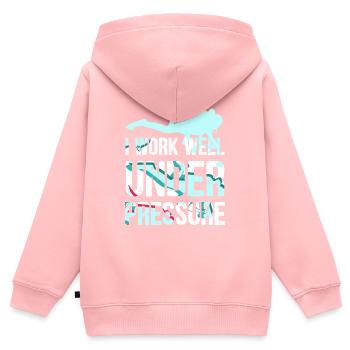 Je travaille bien sous pression - plongeurs - Sweat Premium à capuche zippé enfant bio - rose - Dos - AI Model Kid Female (0cm)