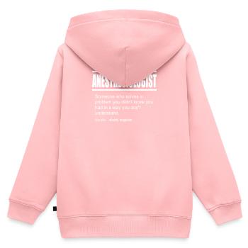 Description drôle Tee Anesthesiologist Edition - Sweat Premium à capuche zippé enfant bio - rose - Dos - AI Model Kid Female (0cm)