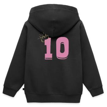 Couronne de princesse fille 10e anniversaire - Sweat Premium à capuche zippé enfant bio - noir - Dos - AI Model Kid Male (0cm)