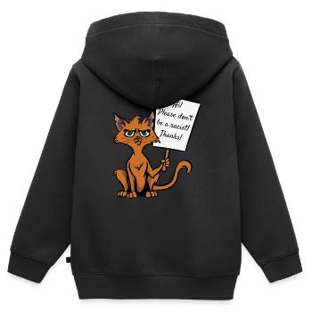 Katze Katzenliebhaber Sarkasmus Antifaschist - Kinder Premium Organic Zip Hoodie - Schwarz - Hinten - AI Model Kid Male (0cm)