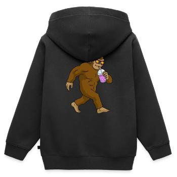 Bigfoot Bubble Tea Cadeau Pinker Bubble Tea - Sweat Premium à capuche zippé enfant bio - noir - Dos - AI Model Kid Male (0cm)