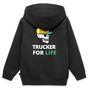 Trucker for life - Kids Premium Organic Zip-up Hoodie - black - Back - AI Model Kid Male (0cm)