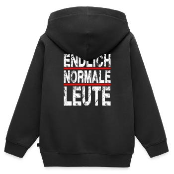 Endlich Normale Leute Design für einen Leute mit - Kinder Premium Organic Zip Hoodie - Schwarz - Hinten - AI Model Kid Male (0cm)