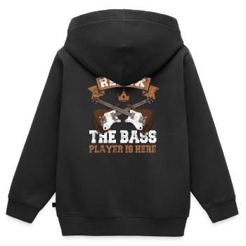 Bassgitarre Bass Spieler EADG Bassist Bassisten - Kinder Premium Organic Zip Hoodie - Schwarz - Hinten - AI Model Kid Male (0cm)