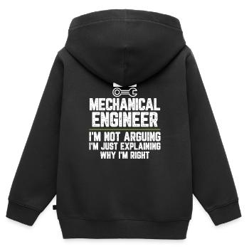 Maschinenbauingenieur Ich streite nicht Ich bin gerecht - Kinder Premium Organic Zip Hoodie - Schwarz - Hinten - AI Model Kid Male (0cm)