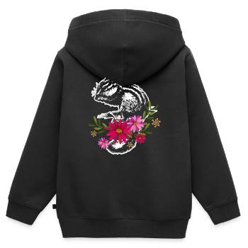 Chipmunk With Flowers - Kids Premium Organic Zip-up Hoodie - black - Back - AI Model Kid Male (0cm)