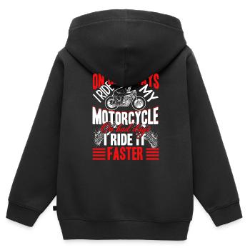 Motorrad fahren Mein Motorrad - Kinder Premium Organic Zip Hoodie - Schwarz - Hinten - AI Model Kid Male (0cm)