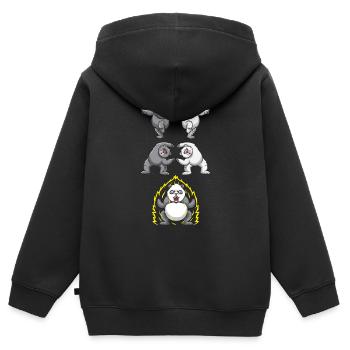 Lustige Panda Fusion Eisbär Transformation - Kinder Premium Organic Zip Hoodie - Schwarz - Hinten - AI Model Kid Male (0cm)