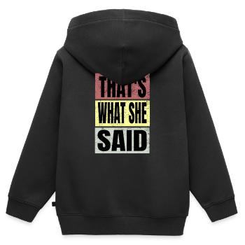 Thats what she said - Kinder Premium Organic Zip Hoodie - Schwarz - Hinten - AI Model Kid Male (0cm)
