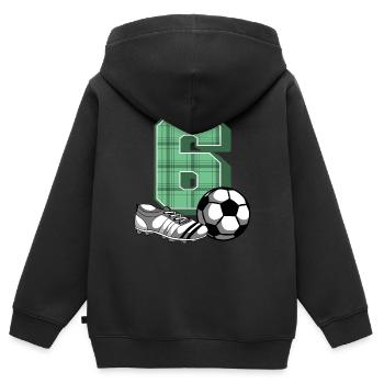 6. Geburtstag Fussball Jungen 6 Jahre Fussballer - Kinder Premium Organic Zip Hoodie - Schwarz - Hinten - AI Model Kid Male (0cm)