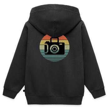 Fotografie - Kinder Premium Organic Zip Hoodie - Schwarz - Hinten - AI Model Kid Male (0cm)