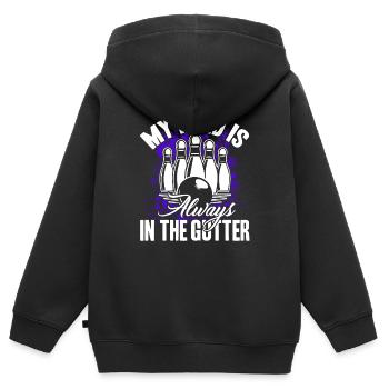 Bowling Mind est dans la gouttière - Sweat Premium à capuche zippé enfant bio - noir - Dos - AI Model Kid Male (0cm)