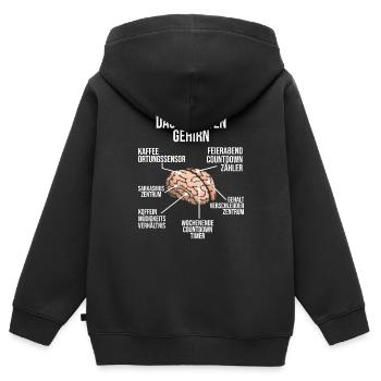 Beamter Gehirn Beamte Beruf Beamten Geschenk - Kinder Premium Organic Zip Hoodie - Schwarz - Hinten - AI Model Kid Male (0cm)