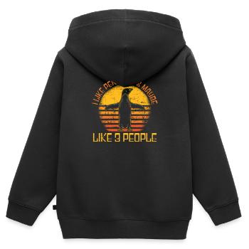 manchot - Sweat Premium à capuche zippé enfant bio - noir - Dos - AI Model Kid Male (0cm)