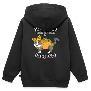 Taco Cat Spelled Backwards & Mexican Food - Kids Premium Organic Zip-up Hoodie - black - Back - AI Model Kid Male (0cm)