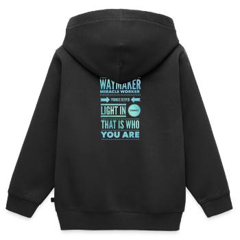 Waymaker & Christliche Kleidung - Kinder Premium Organic Zip Hoodie - Schwarz - Hinten - AI Model Kid Male (0cm)