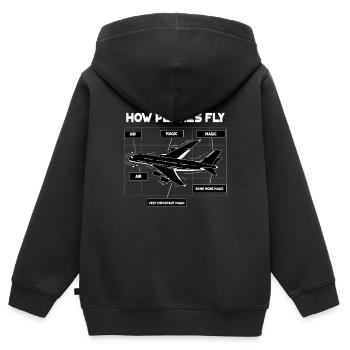 How Planes Fly Design für Flugschüler und - Kinder Premium Organic Zip Hoodie - Schwarz - Hinten - AI Model Kid Male (0cm)
