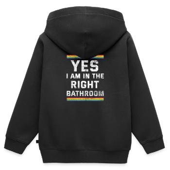 LGBT Transgender - Kinder Premium Organic Zip Hoodie - Schwarz - Hinten - AI Model Kid Male (0cm)