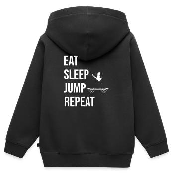Eat Sleep Jump Repeat Trampolin Jumping Fitness - Kinder Premium Organic Zip Hoodie - Schwarz - Hinten - AI Model Kid Male (0cm)