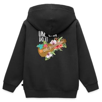 Uke ukulele - Kids Premium Organic Zip-up Hoodie - black - Back - AI Model Kid Male (0cm)