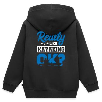 Kajak Kayak Kajaker - Kinder Premium Organic Zip Hoodie - Schwarz - Hinten - AI Model Kid Male (0cm)