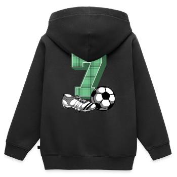 7. Geburtstag Fussball Jungen 7 Jahre Fussballer - Kinder Premium Organic Zip Hoodie - Schwarz - Hinten - AI Model Kid Male (0cm)