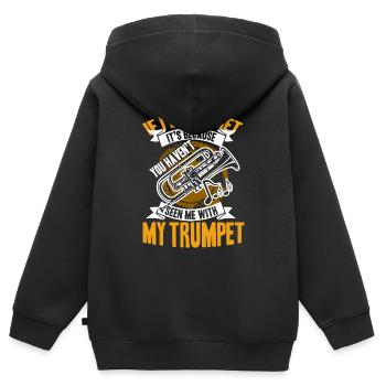 Trompette m'a vu avec ma trompette - Sweat Premium à capuche zippé enfant bio - noir - Dos - AI Model Kid Male (0cm)