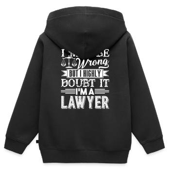 Avocat, je suis un avocat - Sweat Premium à capuche zippé enfant bio - noir - Dos - AI Model Kid Male (0cm)
