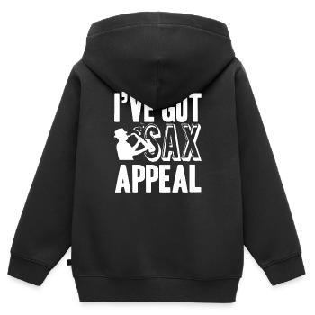 Saxophone J'ai un saxophone - Sweat Premium à capuche zippé enfant bio - noir - Dos - AI Model Kid Male (0cm)