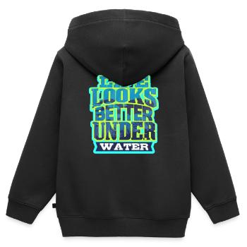Tauchen Taucher - Kinder Premium Organic Zip Hoodie - Schwarz - Hinten - AI Model Kid Male (0cm)