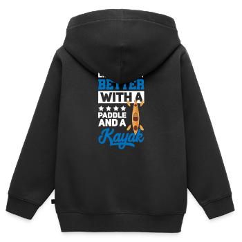 Kajak Kayak Kajaker - Kinder Premium Organic Zip Hoodie - Schwarz - Hinten - AI Model Kid Male (0cm)