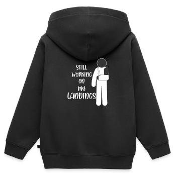 Gebrochener Arm Gute Besserung Stuntman Kind - Kinder Premium Organic Zip Hoodie - Schwarz - Hinten - AI Model Kid Male (0cm)