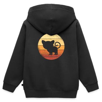 Tarsier singe primate graphique Asie du sud-est - Sweat Premium à capuche zippé enfant bio - noir - Dos - AI Model Kid Male (0cm)