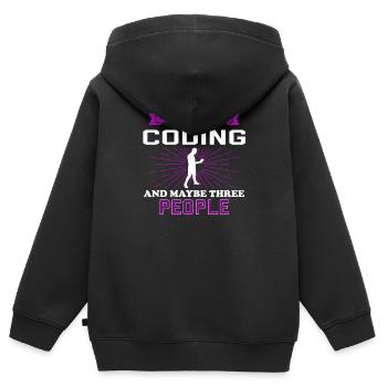 Coding And Maybe 3 People - Kids Premium Organic Zip-up Hoodie - black - Back - AI Model Kid Male (0cm)