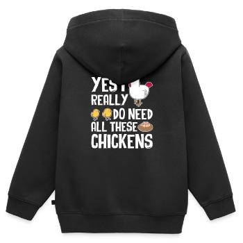 Poulets de poulet - Sweat Premium à capuche zippé enfant bio - noir - Dos - AI Model Kid Male (0cm)
