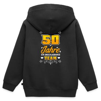 Goldene Hochzeit Jubiläum Hochzeitstag - Kinder Premium Organic Zip Hoodie - Schwarz - Hinten - AI Model Kid Male (0cm)