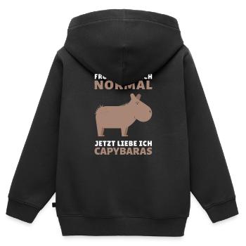 Capybara Cobaye Cobaye - Normal - Sweat Premium à capuche zippé enfant bio - noir - Dos - AI Model Kid Male (0cm)