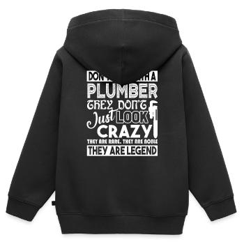 Plumber Don't Mess With Plumber - Kids Premium Organic Zip-up Hoodie - black - Back - AI Model Kid Male (0cm)