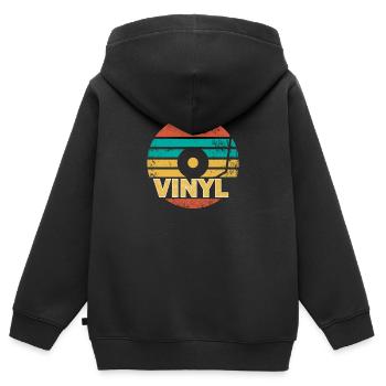Disque vinyle - Sweat Premium à capuche zippé enfant bio - noir - Dos - AI Model Kid Male (0cm)