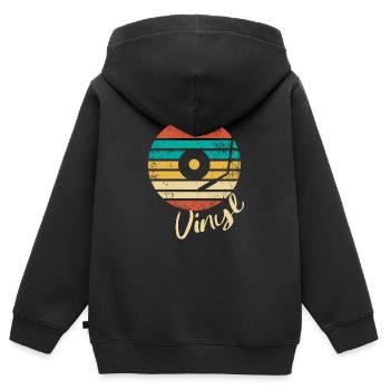 Vinyl Schallplatte - Kinder Premium Organic Zip Hoodie - Schwarz - Hinten - AI Model Kid Male (0cm)