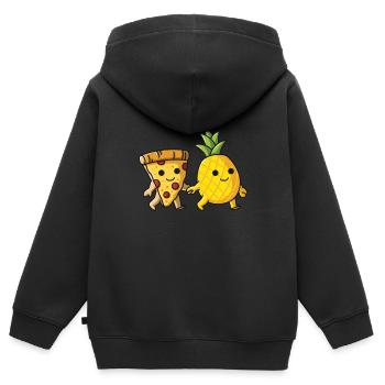 Pizza Hawaï Pizza Ananas Manger Pizza & Ananas - Sweat Premium à capuche zippé enfant bio - noir - Dos - AI Model Kid Male (0cm)