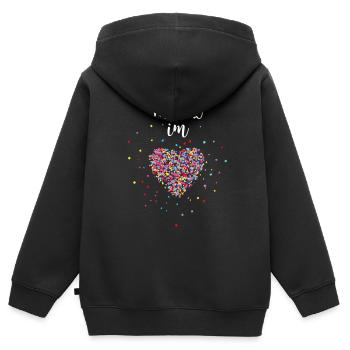 Ich liebe Musik Buntes Herz - Kinder Premium Organic Zip Hoodie - Schwarz - Hinten - AI Model Kid Male (0cm)
