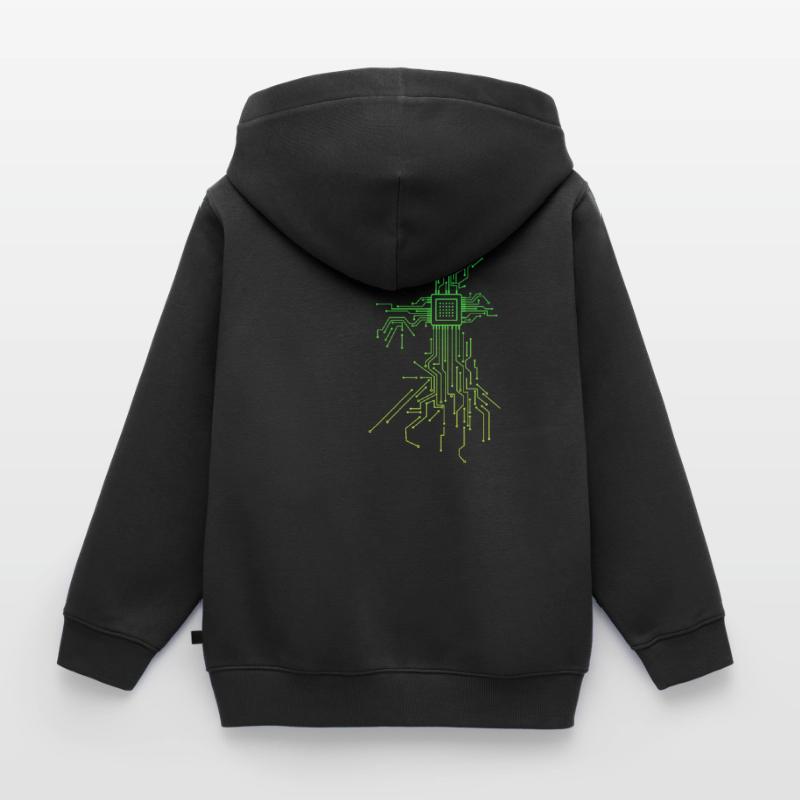 PCB Platinen Layout CPU Herz Computer Admin Nerd Kinder Premium Organic Zip Hoodie