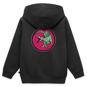 Dino Logo - Kinder Premium Organic Zip Hoodie - Schwarz - Hinten - AI Model Kid Male (0cm)